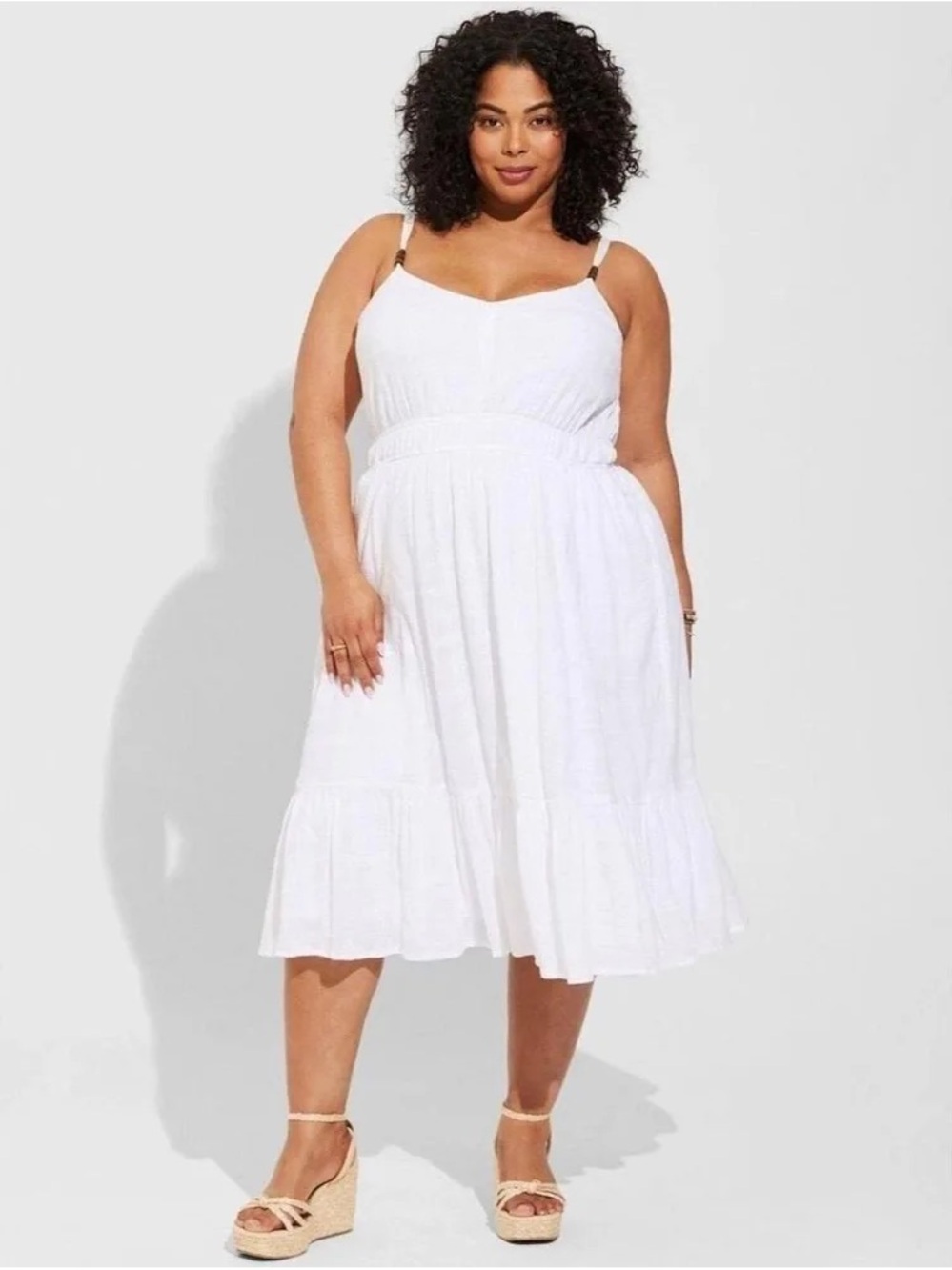 Torrid Midi Textured Cotton Tiered Dress NWT